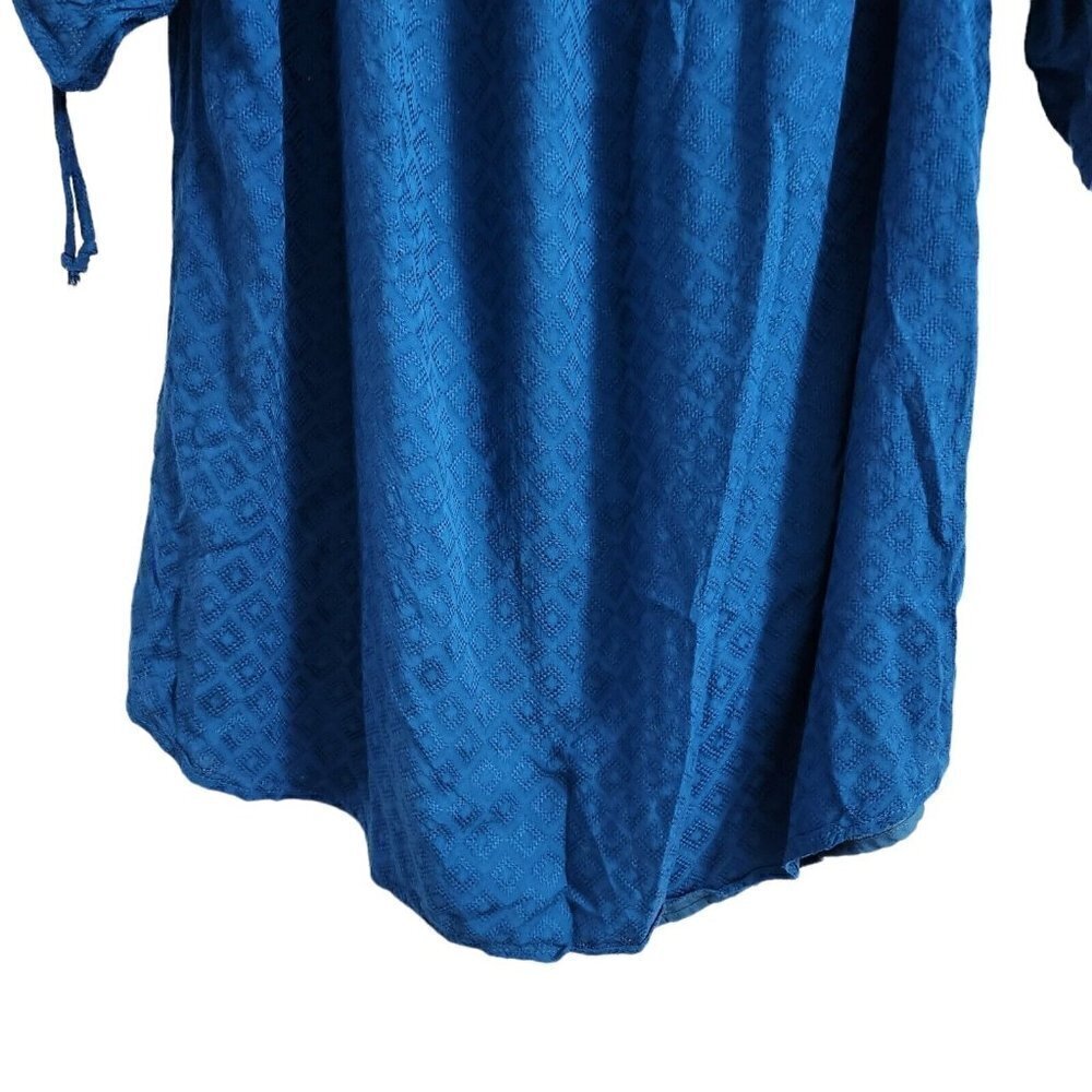 Anthropologie Amadi Mini Robe Dress Small Petite Blue SP Off The Shoulder Ruched - Picture 3 of 11